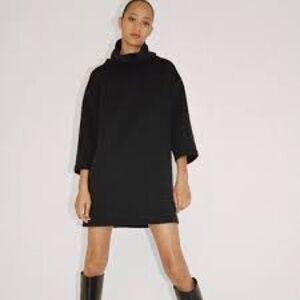 Zara Black Turtleneck Ribbed Cyberpunk Avantgarde Dress Sz Large